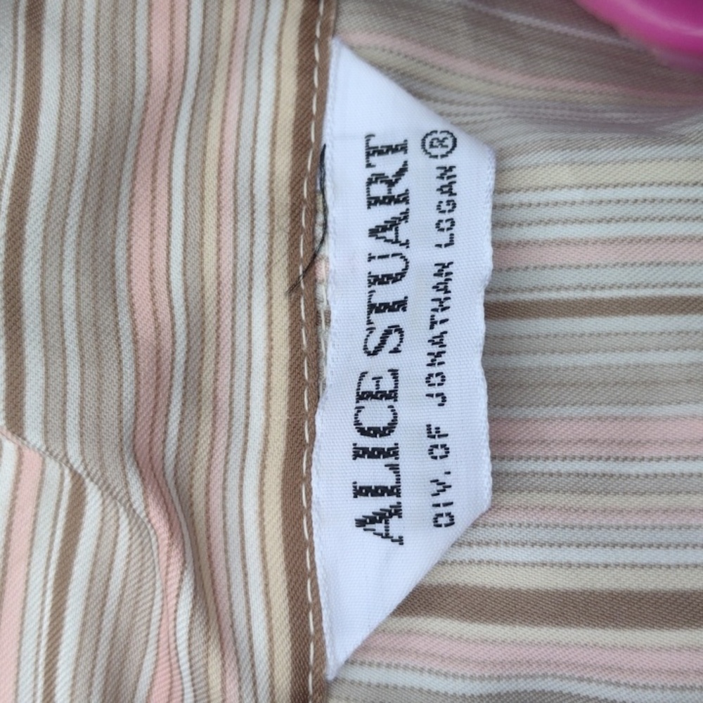 Vintage Alice Stuart Striped Tan Blouse M - Picture 8 of 8